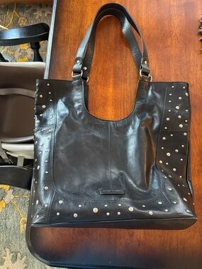 Lucky Brand Black Leather Studded Tote